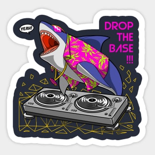 dj shark cartoon comics style character design Sticker